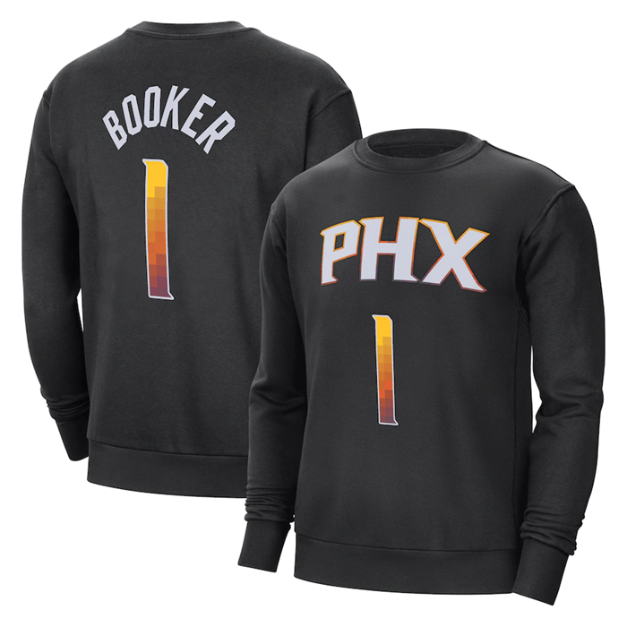 Men's Phoenix Suns #1 Devin Booker Black Long Sleeve T-Shirt